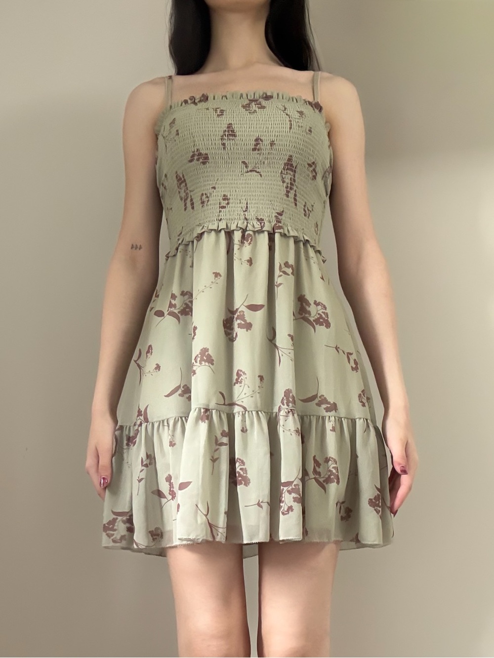 WILFRED Tempest Sleeveless Mini Dress Floral Green Size XS GUC